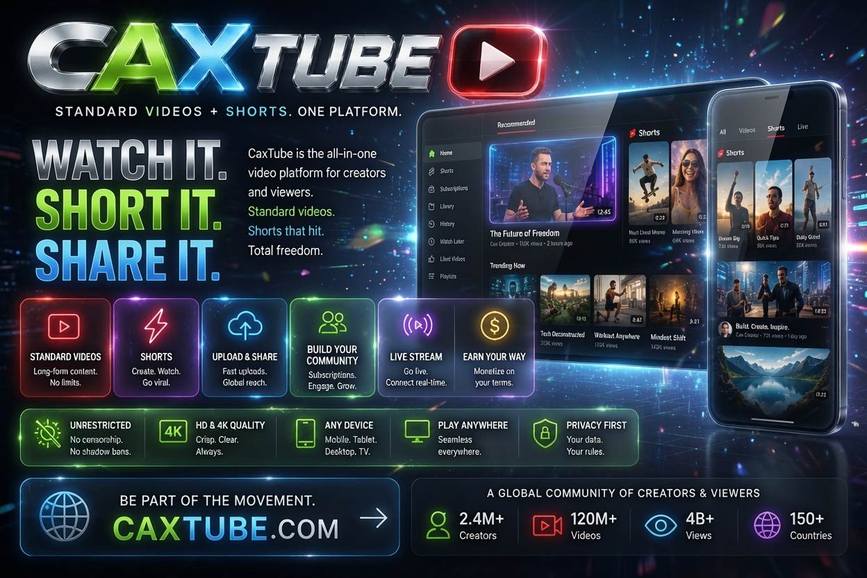 CAXTUBE.com service card showing the CAXTUBE video publishing and sharing platform